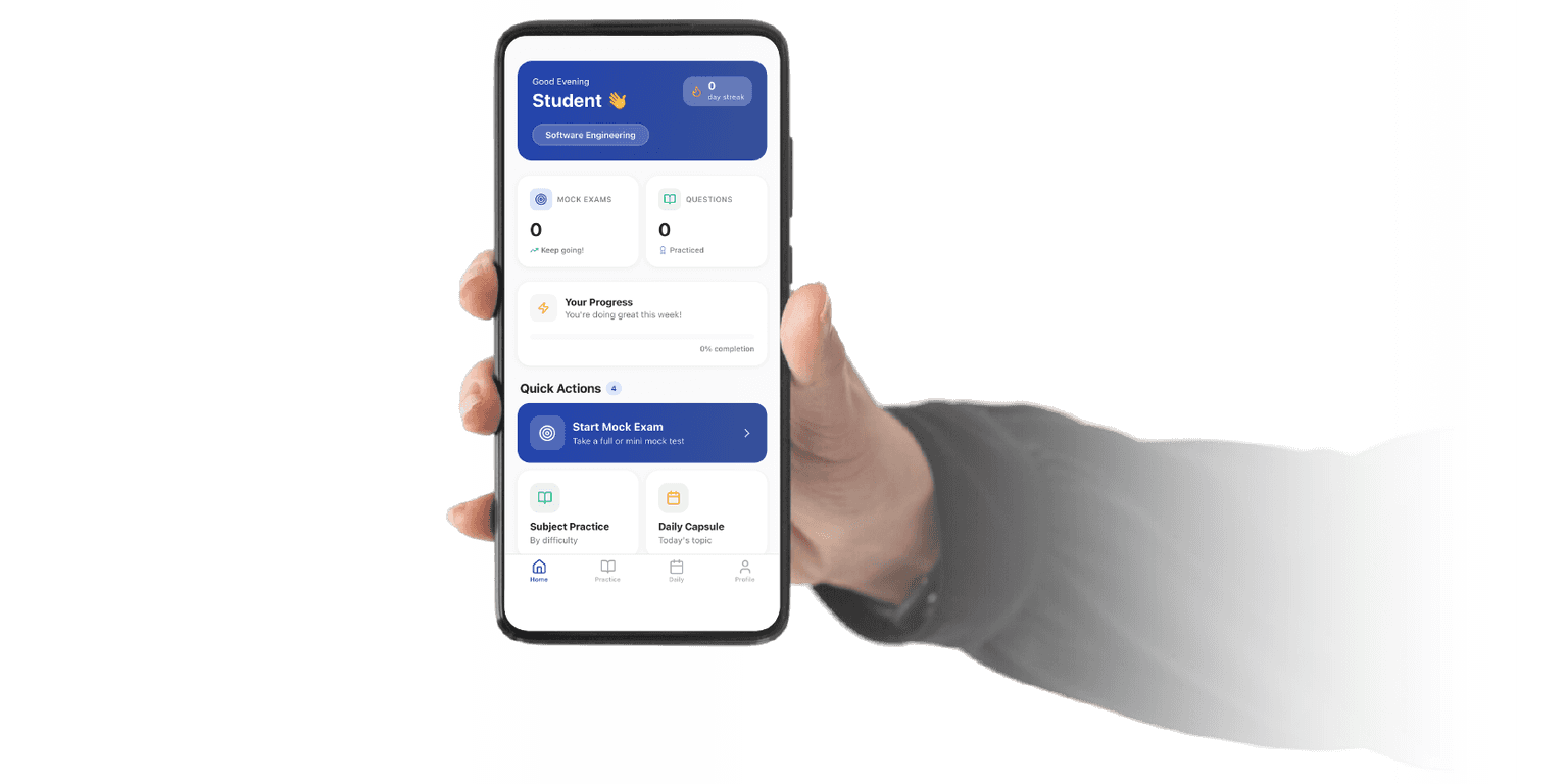 Engineering Mock Test app with practice questions and score tracker